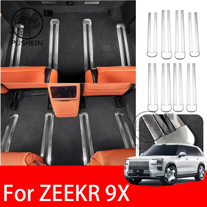 For ZEEKR 9X Car 2025 2026 Stainless Steel Rear Seat Track Path Slide Rail Frame Cover Trims decorative strip Car Accessories