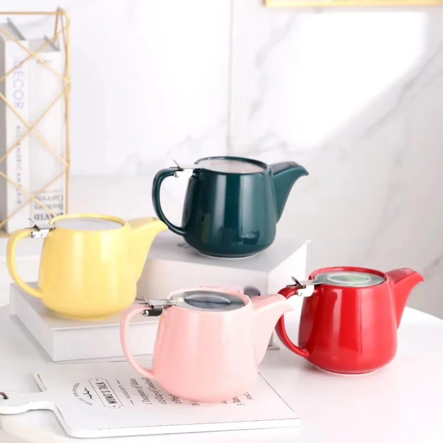 

Japanese Ceramic Teapot with Stainless Steel Strainer Filter Exquisite Puer Oolong Kung Fu Tea Set