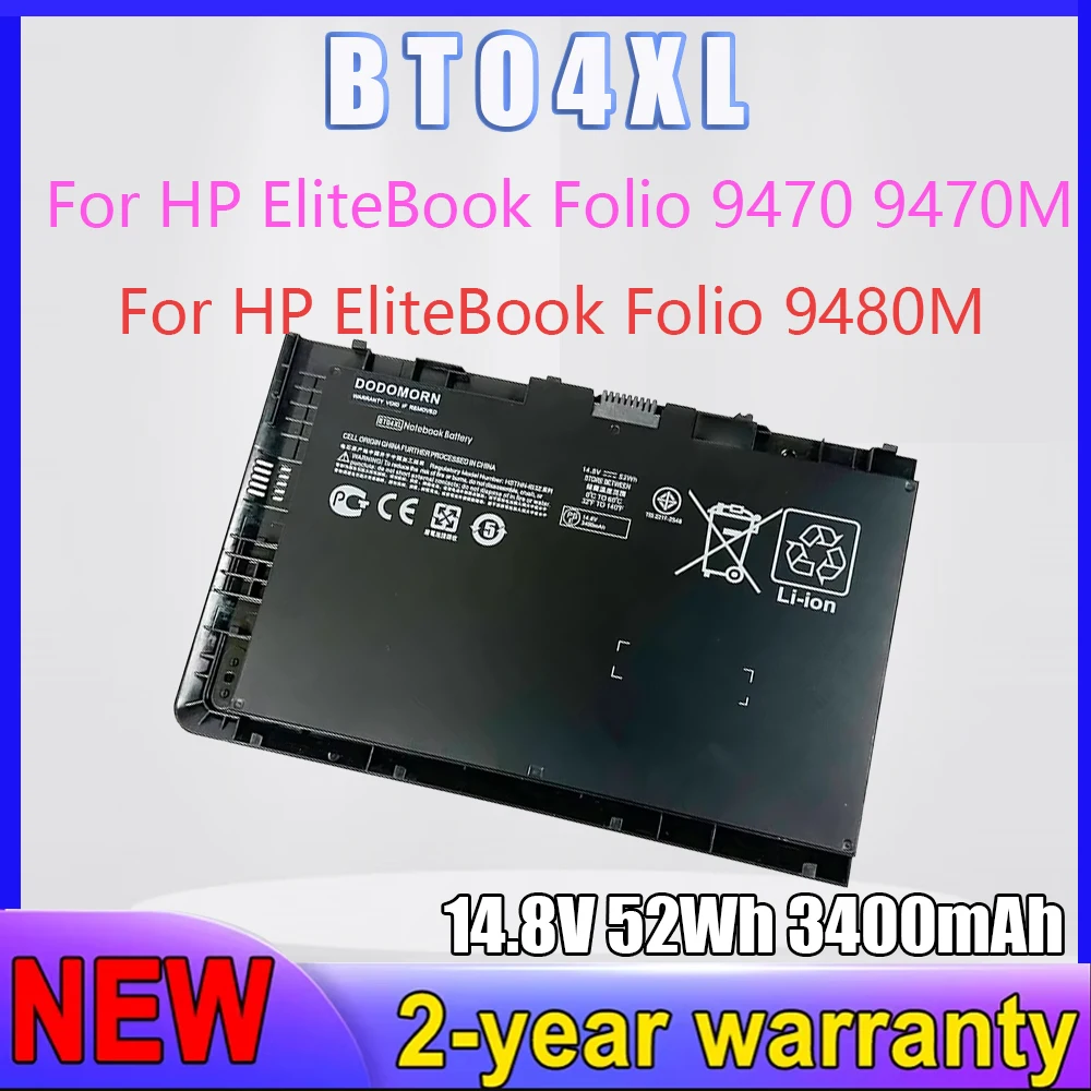 

DODOMORN In Stock New BT04XL Battery For HP EliteBook Folio 9470 9480M Series HSTNN-IB3Z HSTNN-DB3Z HSTNN-I10C BA06 687517-1C1
