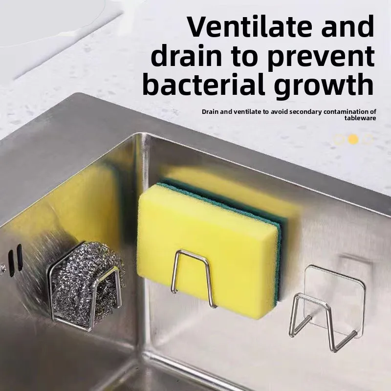 

Sponge Shelf Stainless Steel Kitchen Supplies Pool Steel Wire Ball Scrub Spoon Shovel Storage Drain Rack Free Punching