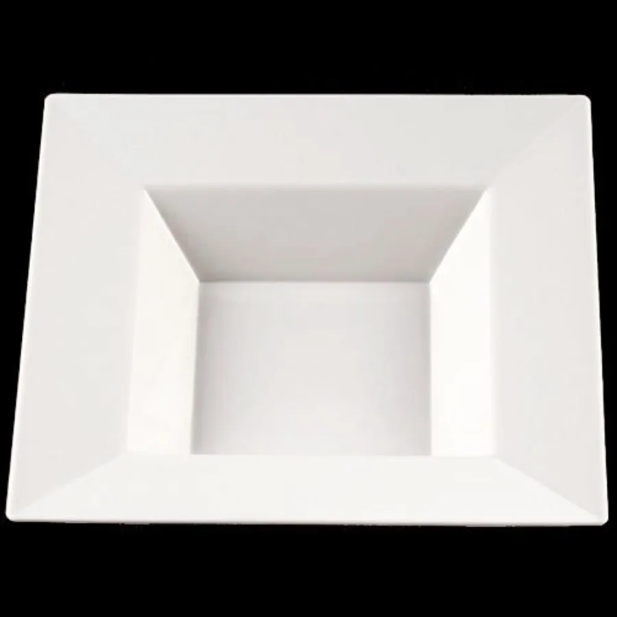 8.5 Inch. 12oz Deep Square Premium Plastic Soup/Salad Bowls - 40 Count - China Like