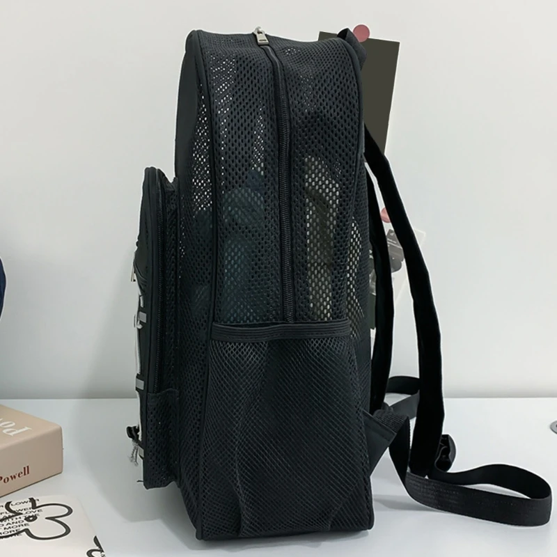 Practical See Through Mesh Backpack for Students and Breathable School Bag Aesthetic Rucksack Casual Daypack