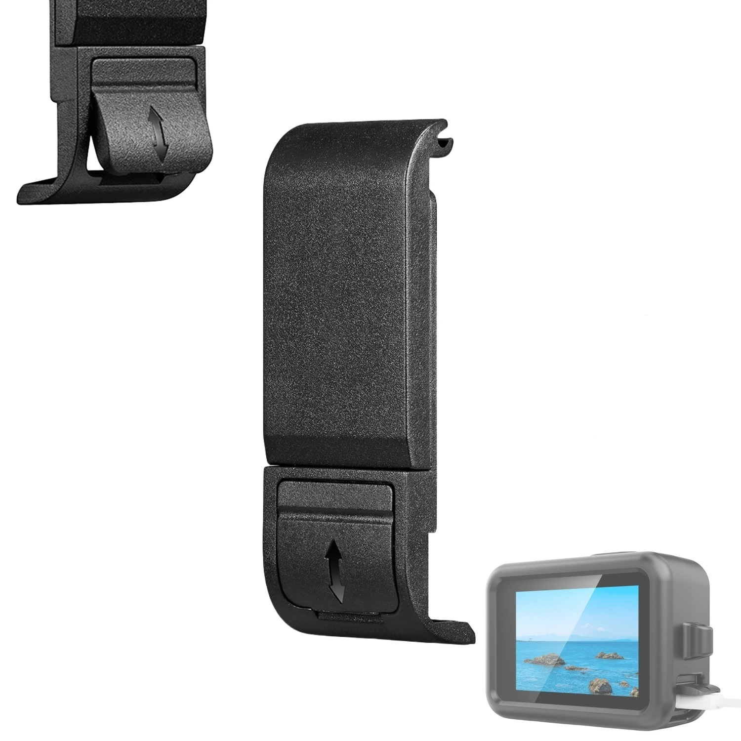 Couvercle de batterie amovible pour GoPro Hero 13 12 11 10 9 Black avec port de charge Type-C latéral