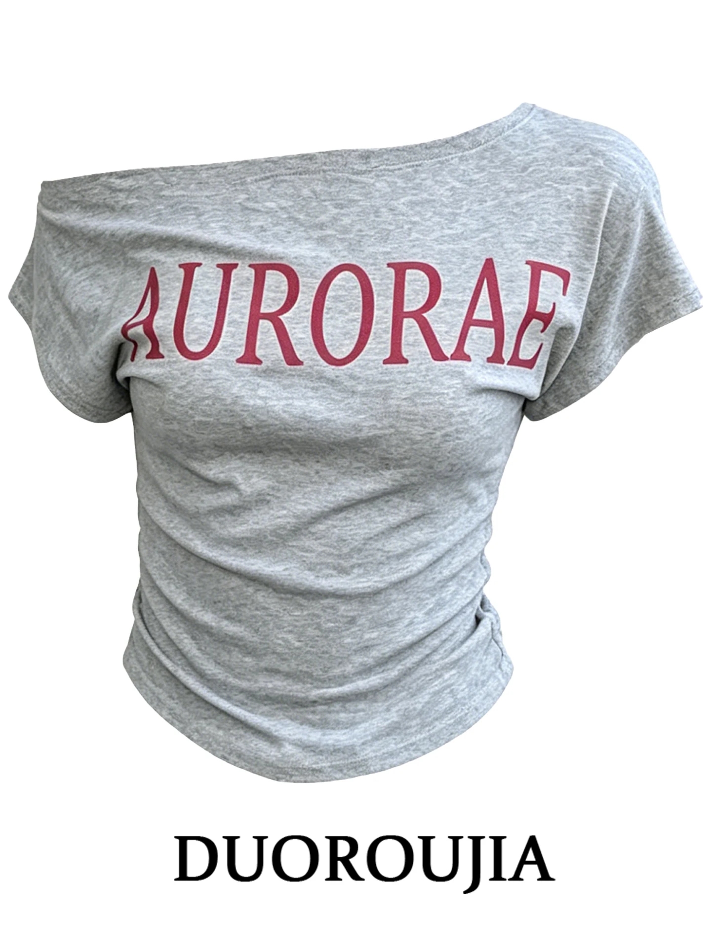 

DUOR plus Size American Retro Hot Girl Style Printed Short Sleeve T-Shirt Women Summer Slimming Top High Waist Korean Style