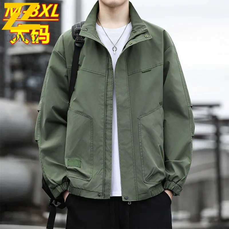 

COMXZ Mens Jacket 2025 Leisure Solid Color Turndown Collar Outdoor Cycling Coat Luxury Big Pocket Lightweight Autumn Coats