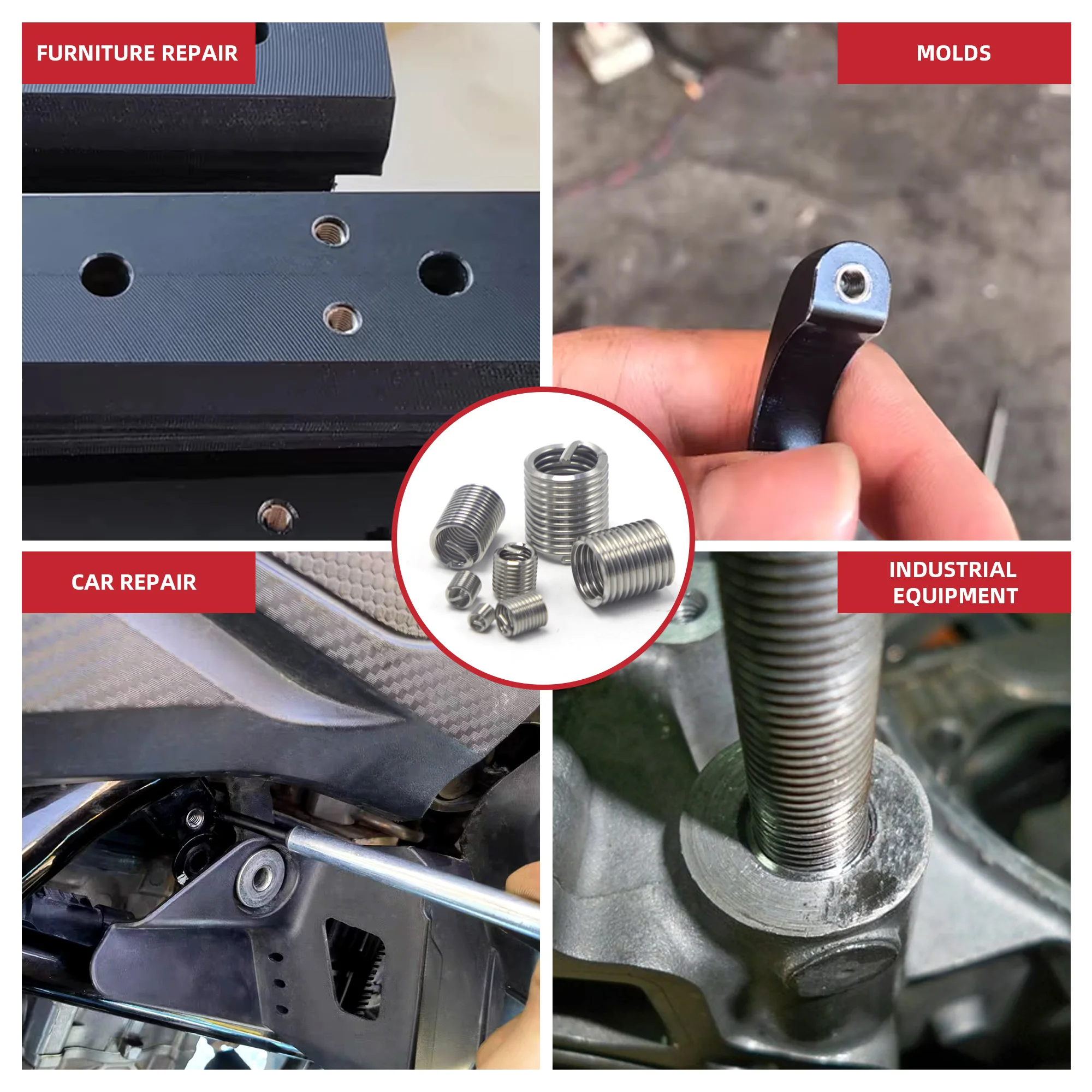 60 قطعة M3-M12 304 طقم إصلاح إدراج خيط أسلاك الفولاذ المقاوم للصدأ-مجموعة أدوات الأجهزة سهلة التركيب