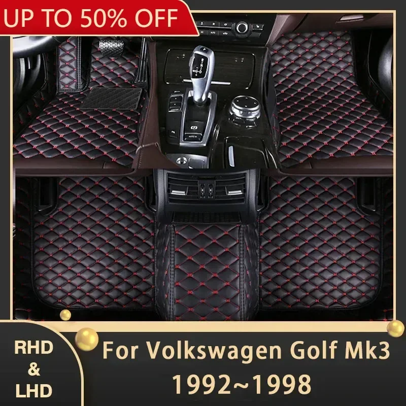 Car Floor Mats For VW Volkswagen Golf Mk3 1992~1998 Auto Custom Auto Foot Pads Leather Carpet Interior Accessories 1997 1996