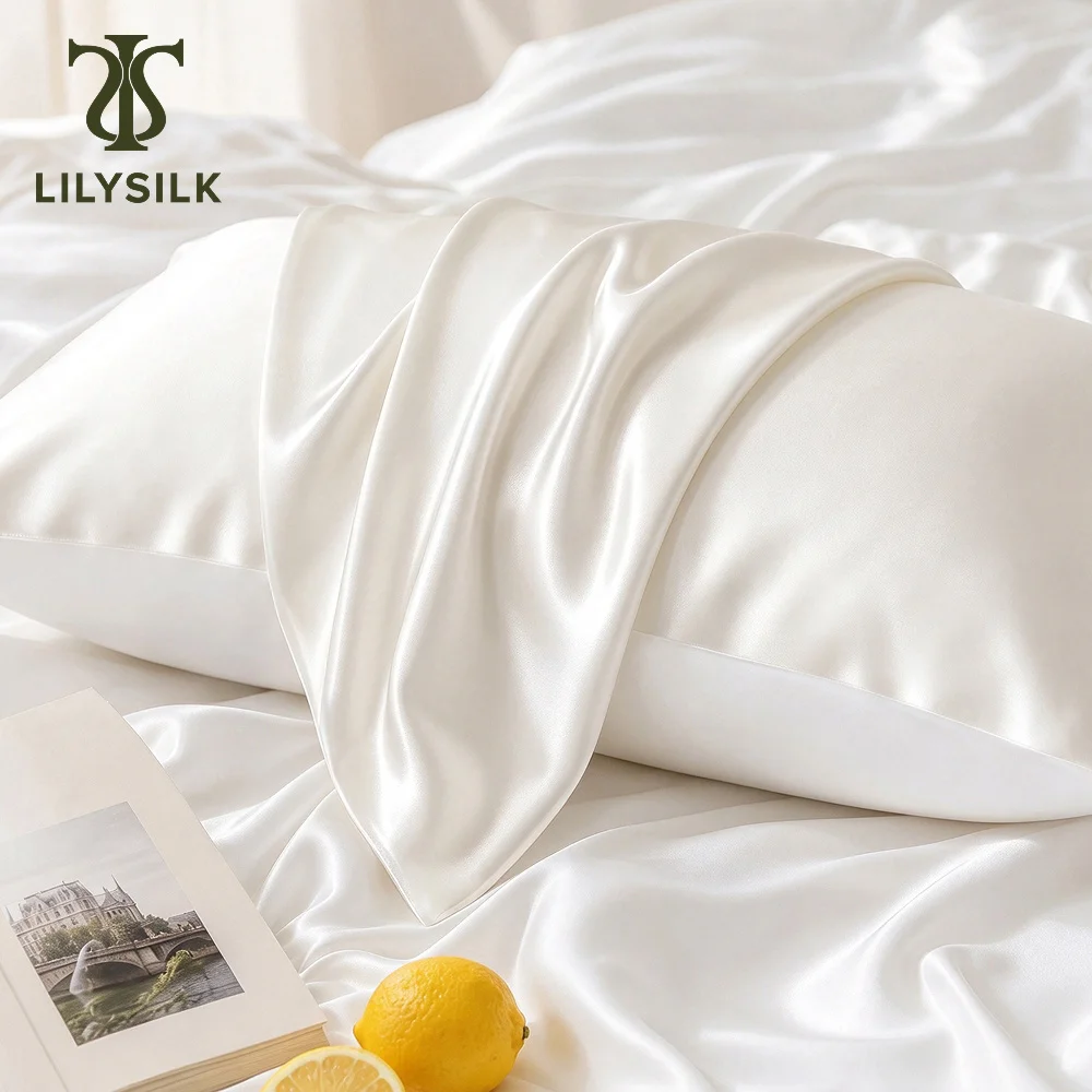 LILYSILK Silk Pillowcase with Cotton Underside for Anti-Slip Hidden Zipper Closure