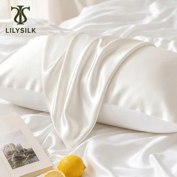 LILYSILK Silk Pillowcase with Cotton Underside for Anti-Slip Hidden Zipper Closure