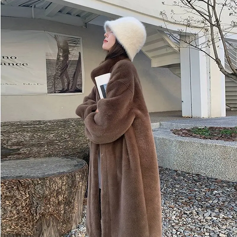2025 winter new mink velvet coat for women, medium and long thickened fur one-piece eco-friendly fur mink velvet coat