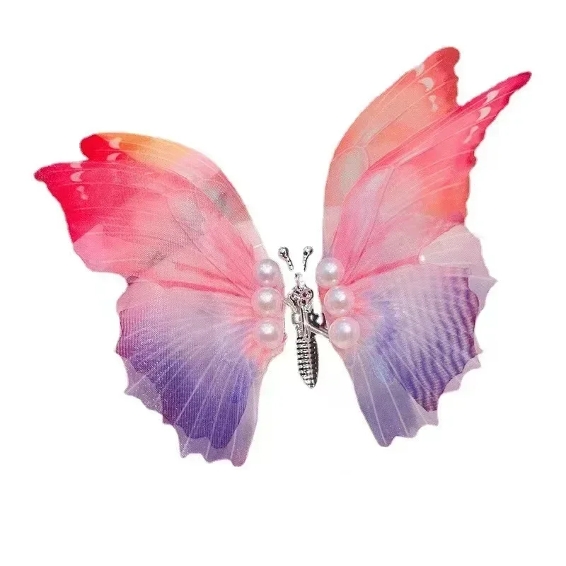 Moving Butterfly Double Layer Tulle Butterfly Hair Clip Kids Colorful Hairpin Sweet Cute Barrette Accessories for Girls Children