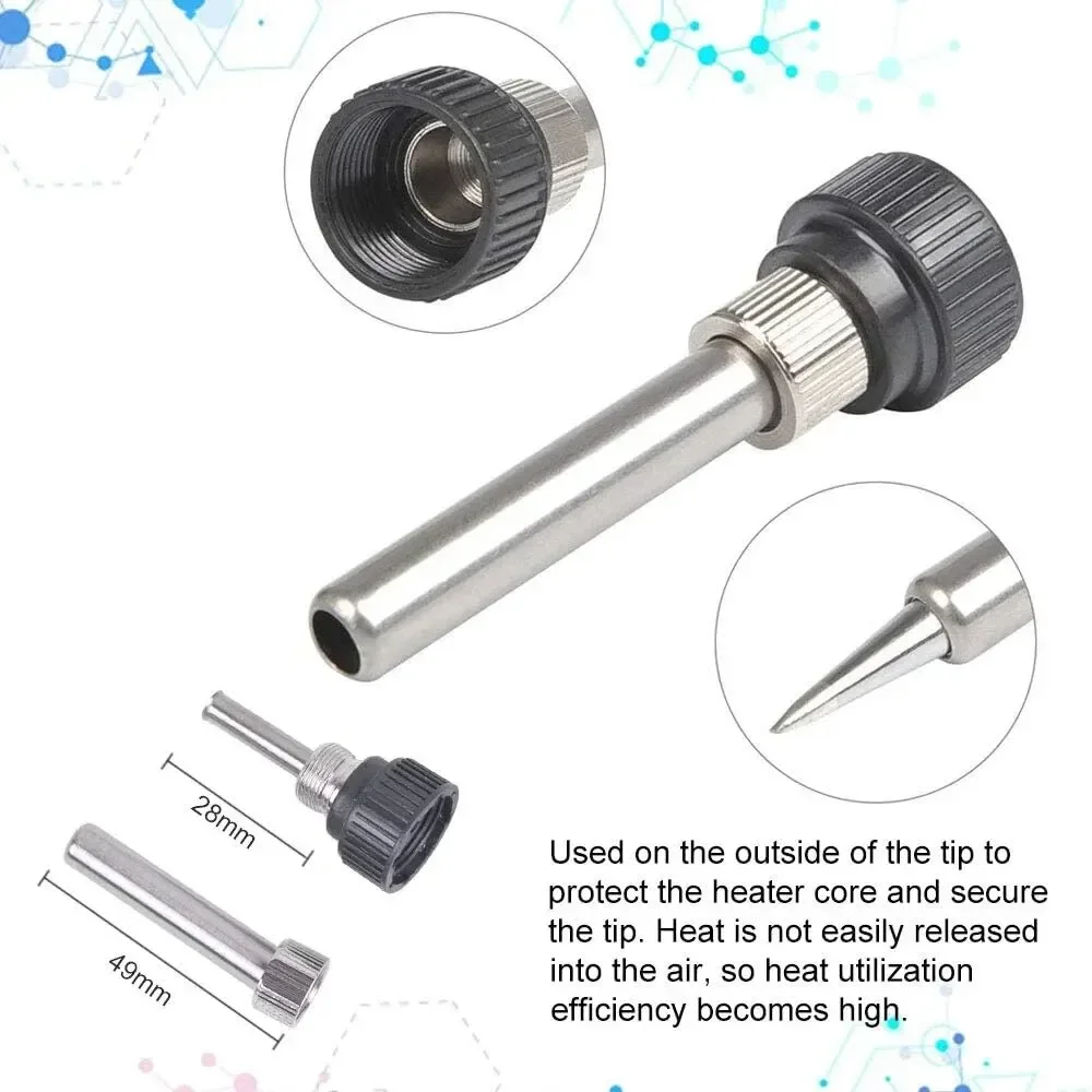 ‌11-Piece 900M Lead-Free Solder Iron Tips with Replaceable Cores & Sleeves - Compatible with Soldering Stations‌