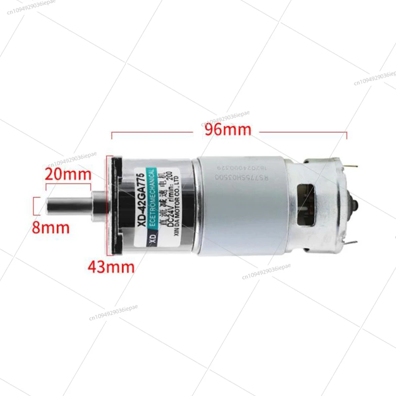 DC 12V/24V 775 geared motor 25W high power and high torque motor slow speed CW/CCW 10-600RPM adjustable with bracket XD-42GA775