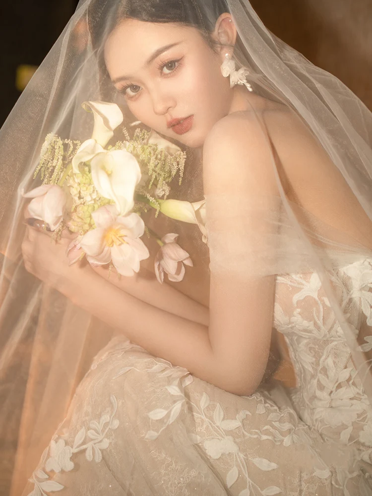 Beshinel مخصص طويل طول الكاتدرائية حجاب الزفاف يزين حجاب الزفاف الأبيض العاجي اكسسوارات الزفاف الفوال دي ماري