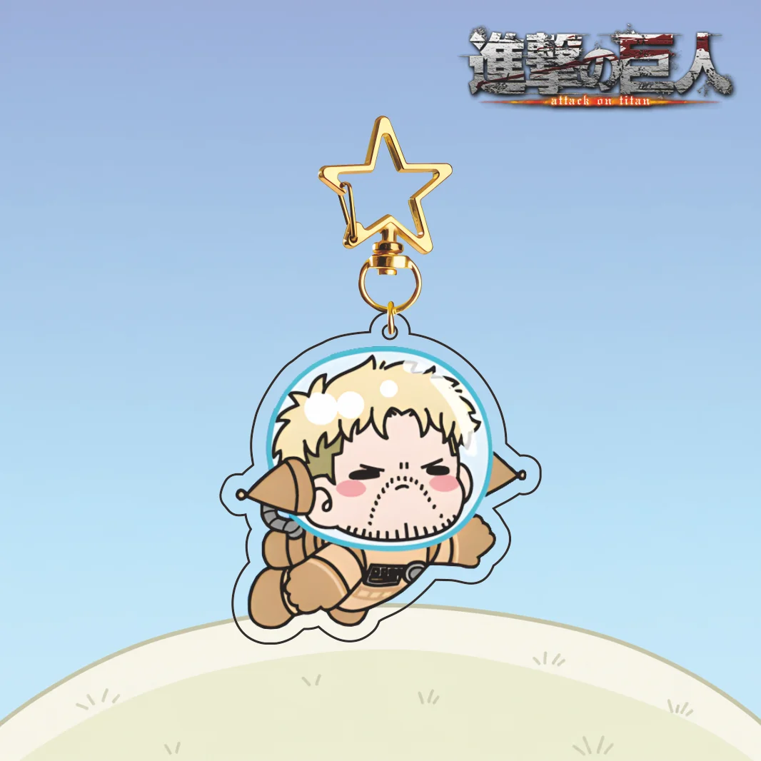 Attack On Titan Series 2026 New Arrival Acrylic Keychain Q‑Version Astronaut Space Suit Character Star‑Clasp Pendant Collectible