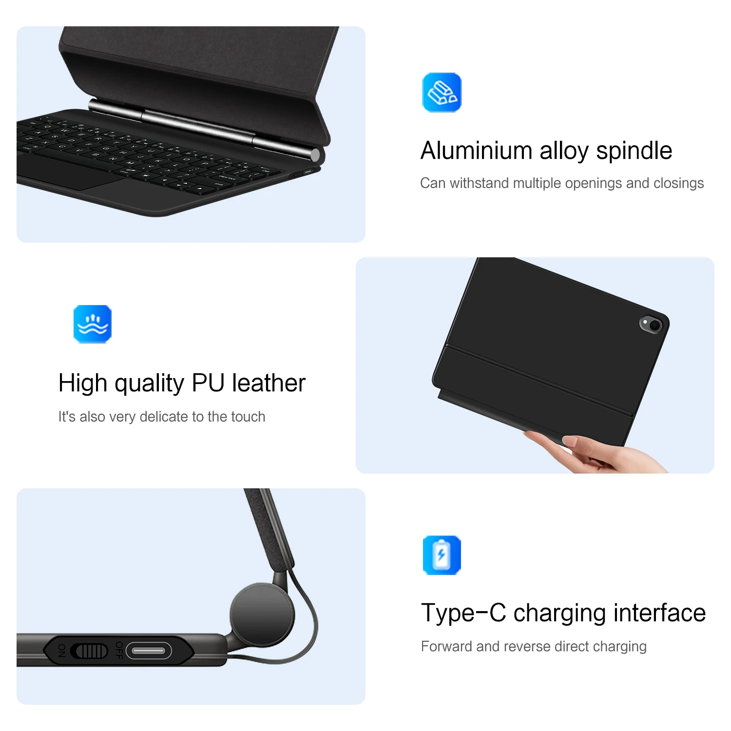 AJIUYU حافظة لوحة المفاتيح السحرية لهاتف سامسونج جالاكسي تاب S11 11 بوصة 2025 SM-X730 X736B اللوحي غطاء ذكي فوليو إضاءة خلفية متعددة اللمس #4