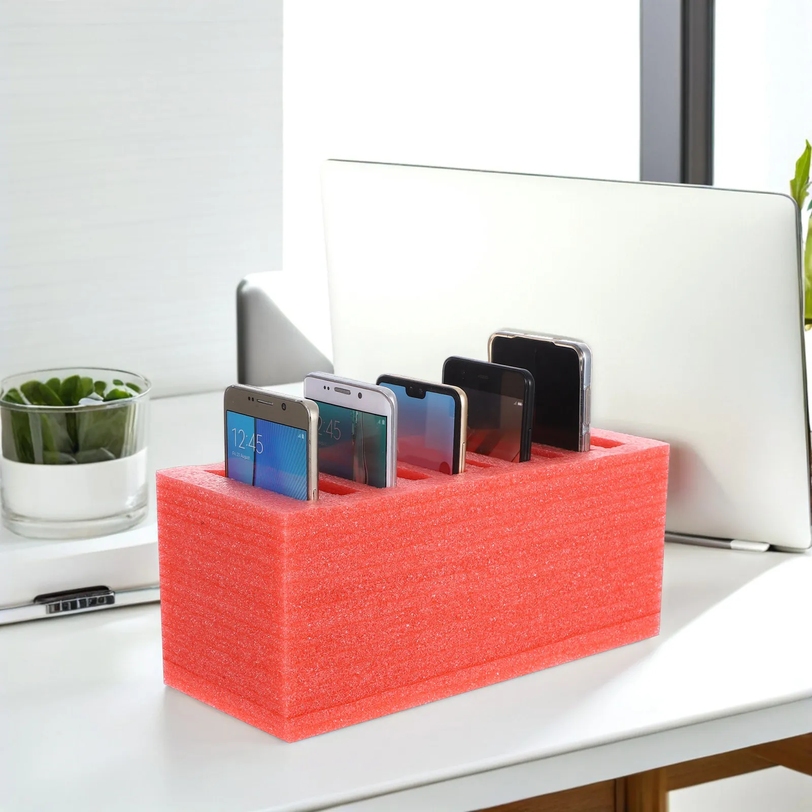 

Classroom Phone Holder 10 Grid Foam Storage Organizer Box Mobile Cell Phone Desktop Tray Office Meeting Room Holder