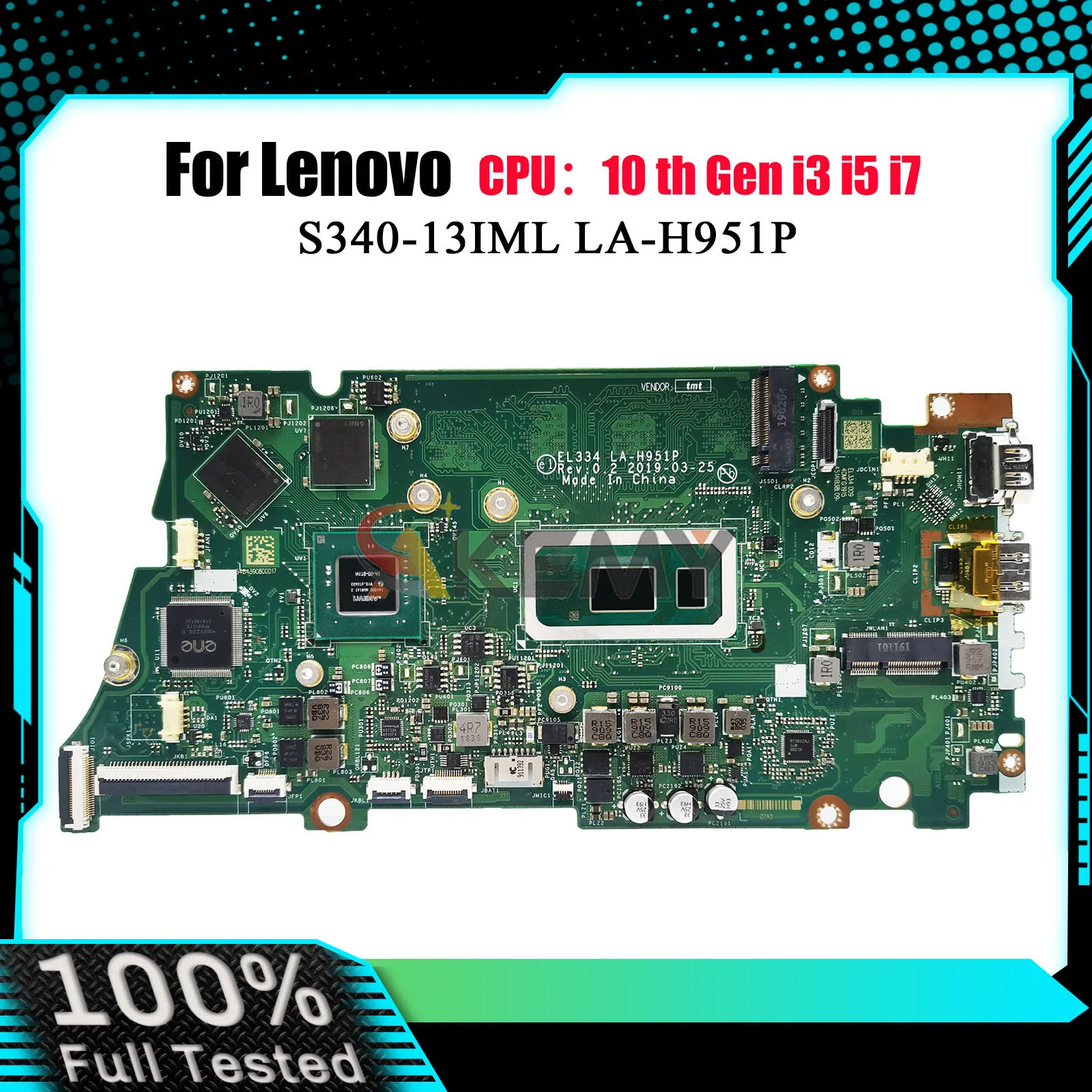 

Laptop Motherboard LA-H951P For Lenovo S340-13IML with i3 i5 i7 10th Gen 8GB 16GB RAM 100% Fully Tested