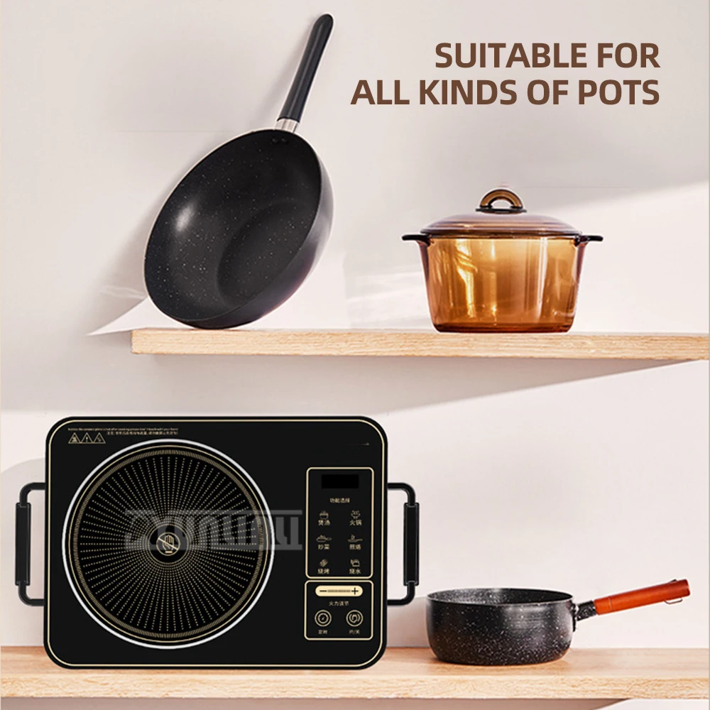 إصدار 2025 من وحدة الطبخ موقد سيراميك كهربائي متعدد الوظائف صغير Estufa Electrica 2200 وات موقد مقلي
