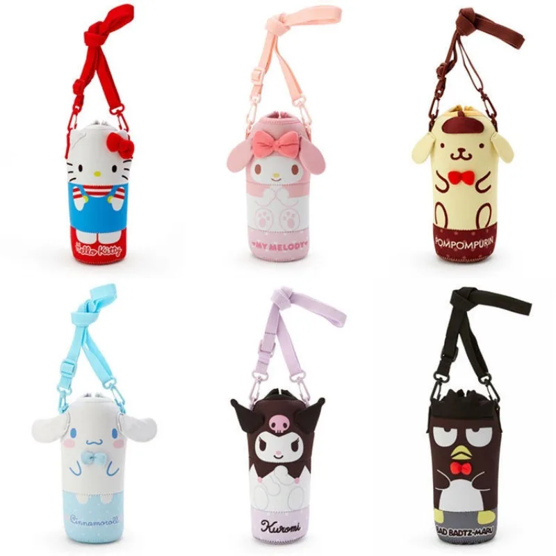 

Sanrio Water Cup Bag Anime Cinnamoroll Kuromi Hello Kitty Pudding Dog Outdoor Cylindrical Shoulder Bag Children Girls Bag Gift