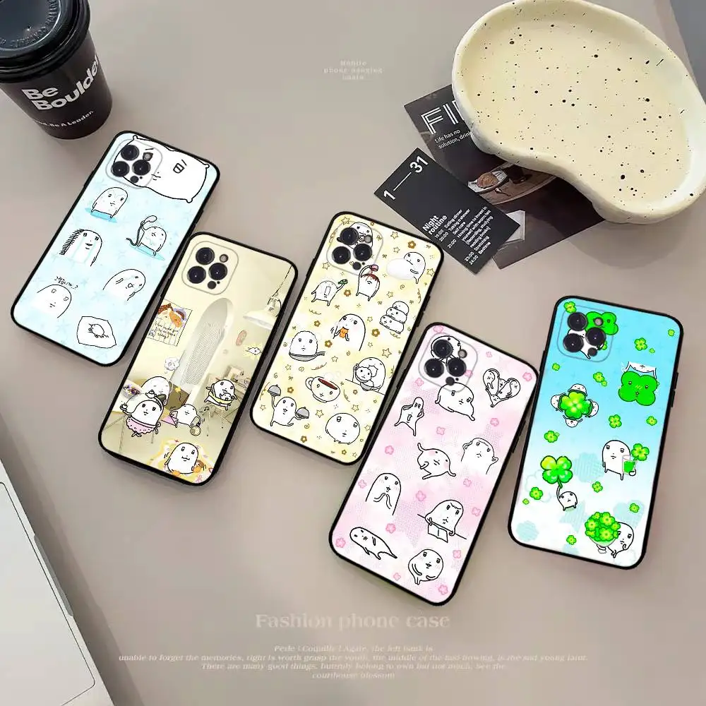 M-Mojjilong Black Soft Phone Case For iPhone 16 15 14 13 11 12 17 Pro Max Mini Plus