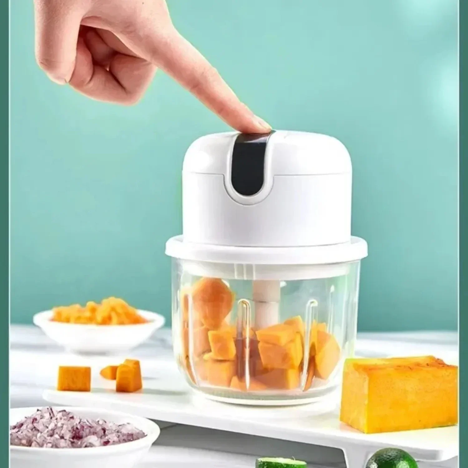 Efficient, compact, and versatile mini portable USB charged vegetable chopper and meat grinder - Convenient multi-function garli