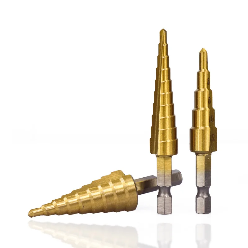 Imagem -06 - Straight Groove Cônico Passo Drill Bit Grupo Punch Cutter Tools Madeira e Metal Drilling Saw Abridor de Furos Perfurador mm 12 mm mm 20 mm mm 32 mm