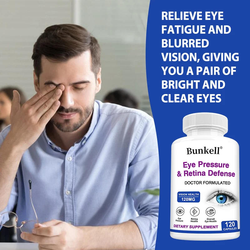 Supplement voor oogdruk en retinaal verdediging, ondersteunt een gezonde oogdruk, circulatie en oogweefsel, 120 capsules