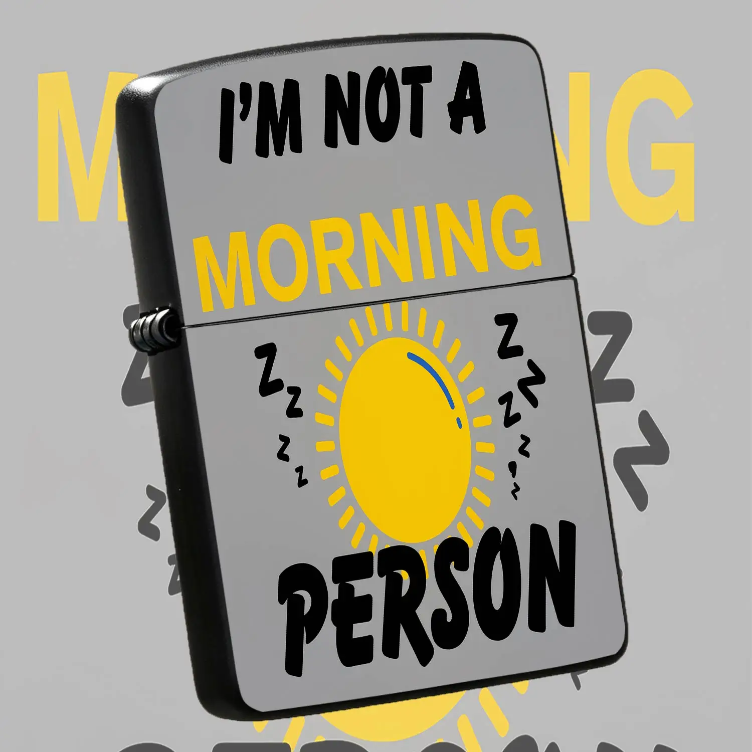 Funny I'M Not A Morning Person Pattern Lighter, Portable All-Scene Usable Lighter For Daily Carry, Camping, Home Candle Lighting, Cake Topping, Ideal Playful Practical Gift For Lazy Bugs, Night Owls, Friends And Colleag A Humorous And Inter