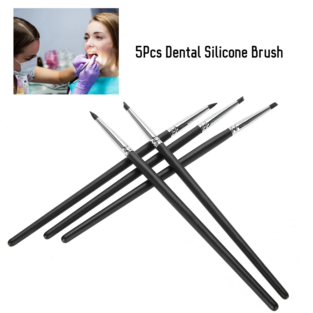 5Pcs Dental Silicone Brush Pens Dental Shaping Silicone Tooth Tool  Adhesive Composite Cement Porcelain Teeth Tool Oral Hygiene