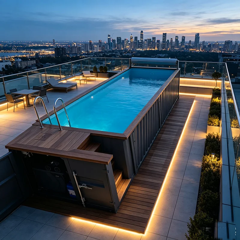 Prefabricated Container Swimming Pool Complete Kit Above Ground Shipping Pool for Home Backyard