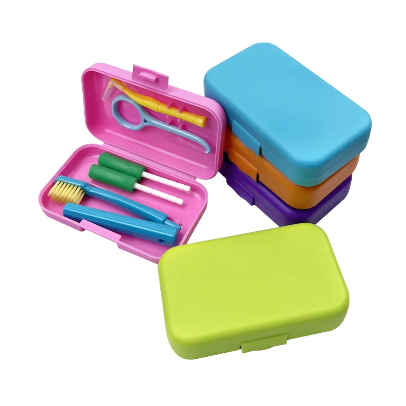ทันตกรรมทําความสะอาดจัดฟันชุดแปรงฟันที่ถอดออกได้ Interdental แปรงขี้ผึ้งกัดกาวฟันไวท์เทนนิ่งกล่องเก็บ