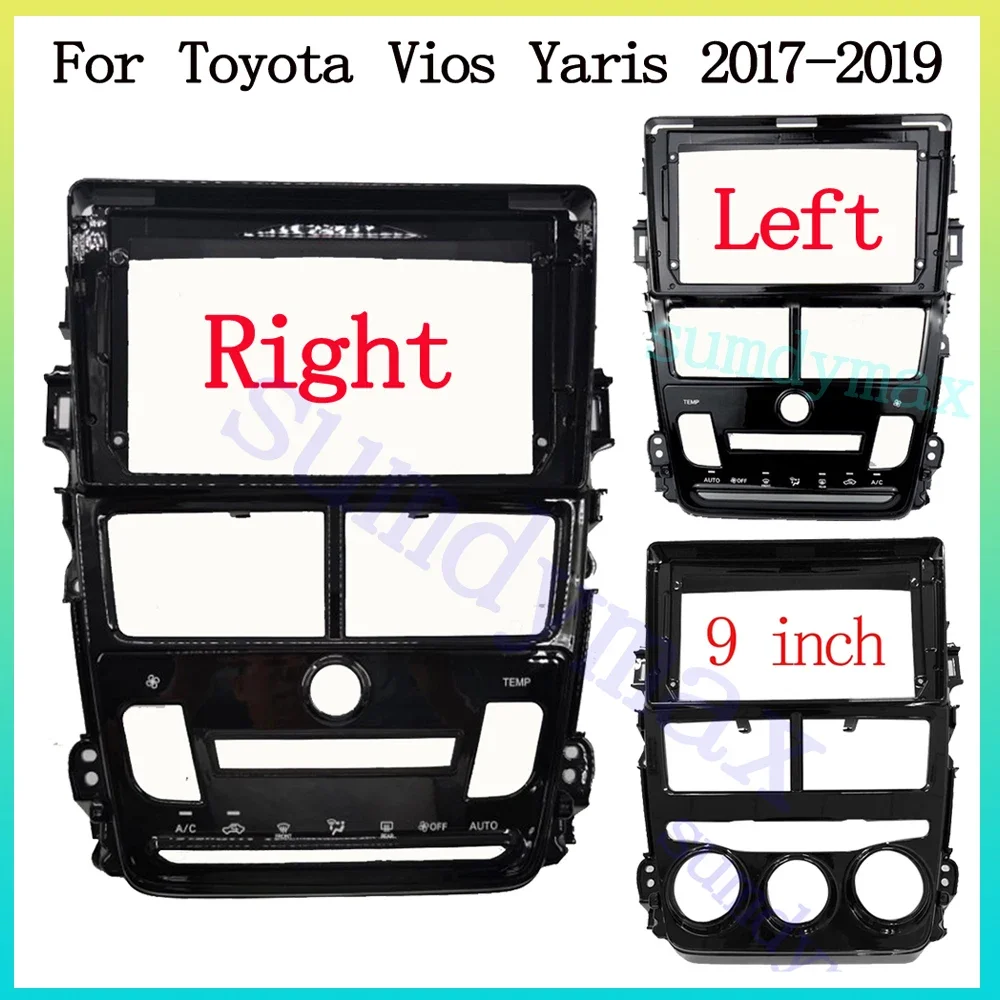 9inch 2 Din Car Radio Fascia Frame For Toyota Vios Yaris 2017 - 2019 big screen android Car Radio Fascia frame power cable