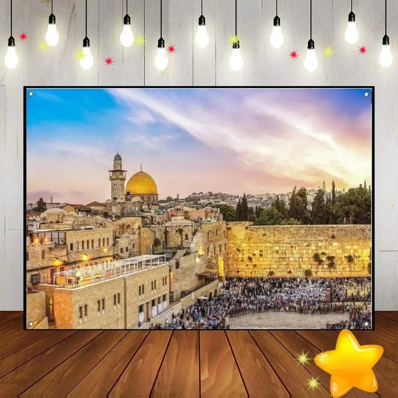 Jerusalem Western Wall Background Party Photography Backdrops Jewish New Year Baby Shower Rosh Hashanah Birthday Decoration