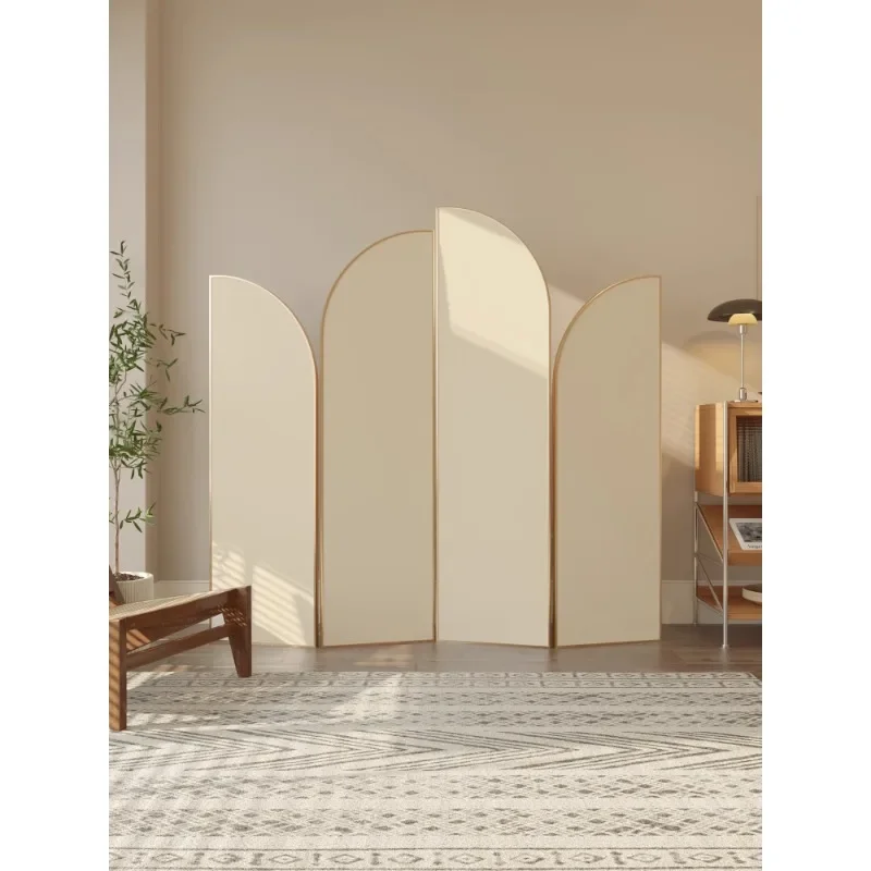 Japanese wrought iron screen partition modern simple living room entrance bathroom folding mobile home cream wind folding screen