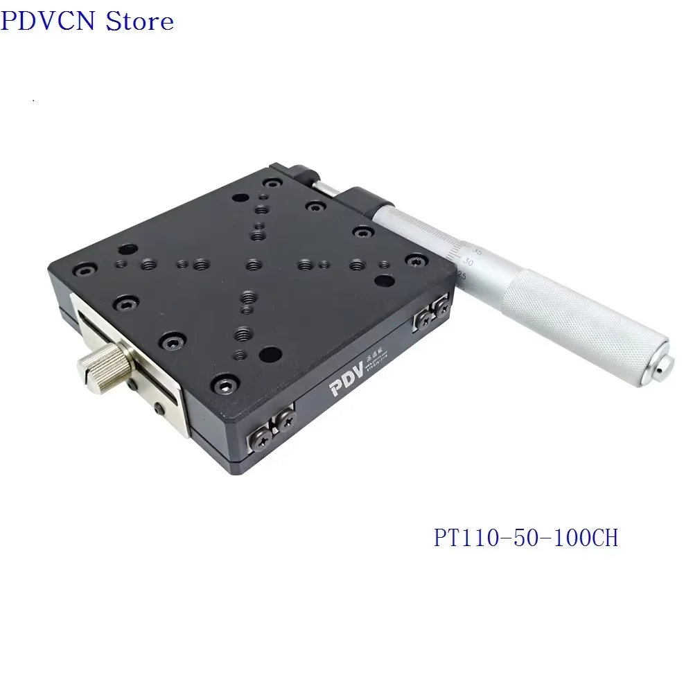 PT110-50-100CH X Axis Manual Linear Stage, Manual Displacement Station, Manual Platform, Optical Sliding Table, 50mm Travel