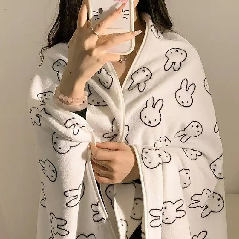 New Kawaii Miffy Cartoon Blanket Four Seasons Universal Office Blanket Towel with Air Conditioning Blanket Shawl Girl Gift