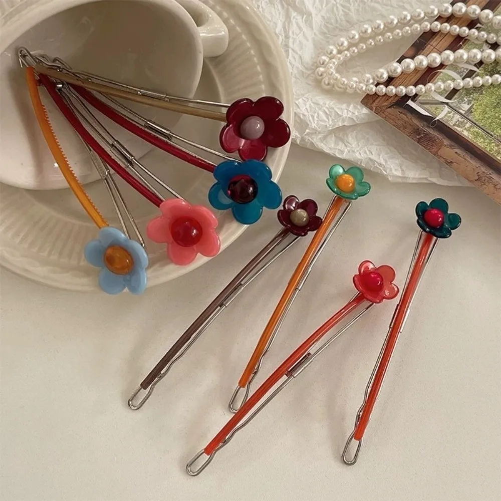 Cute Colorful Bead Horizontal Hair Clip Candy Color Non-Slip Flower Hair Clip Clip Hairpin Back Head Updo