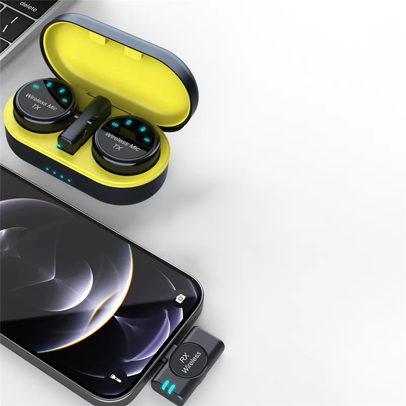 ELEC-ميكروفون Lavalier لاسلكي مغناطيسي لتسجيل الصوت والفيديو وتقليل الضوضاء مع علبة شحن