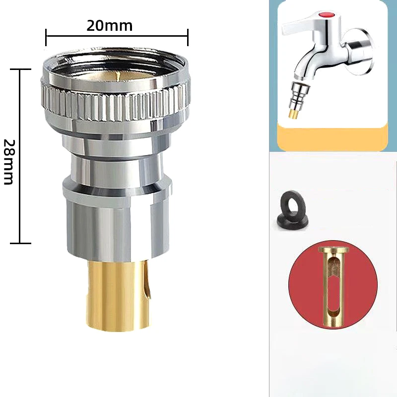 1/2" Adapter Interface Water Stop Valve for Washing Machine Anti-Dislodgement Faucet Water Nozzle And Tube-Connector
