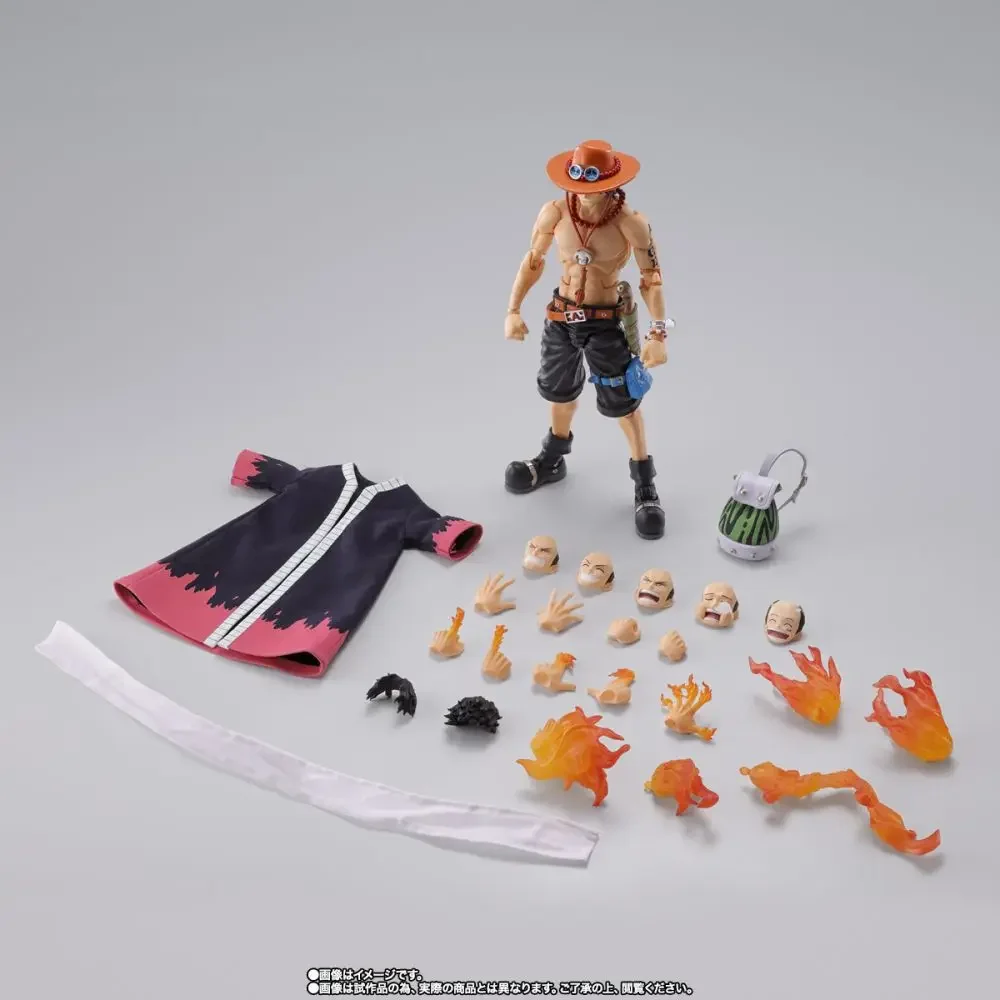 100%Original BANDAI One Piece S.H.Figuarts SHF Ace Portgas D Ace Fire Fist PVC Action Figures One Piece Figurine Toys Model Gift