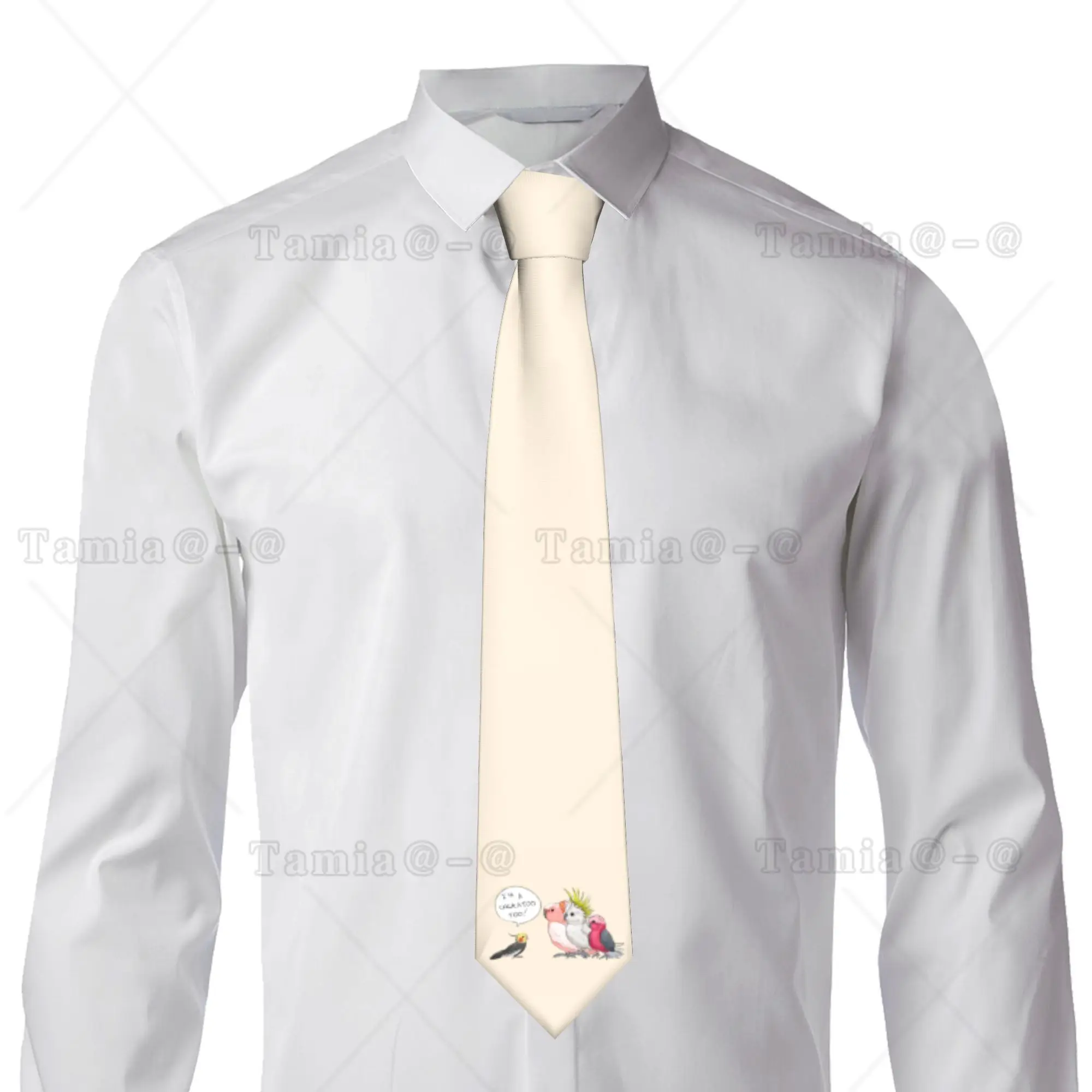 Classic Funny Cockatoo Cockatiel Neckties Men Silk Parrot Birds Wedding Neck Tie
