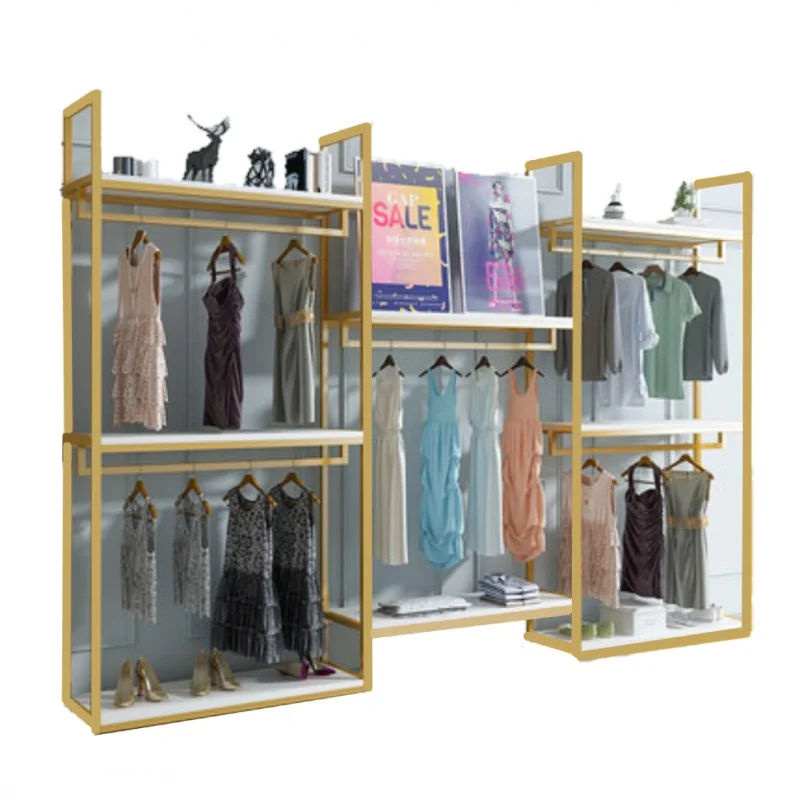 Custom , Clothing store girls skirt clothing wall display shelf fashion boutique retail men's clothing display rack