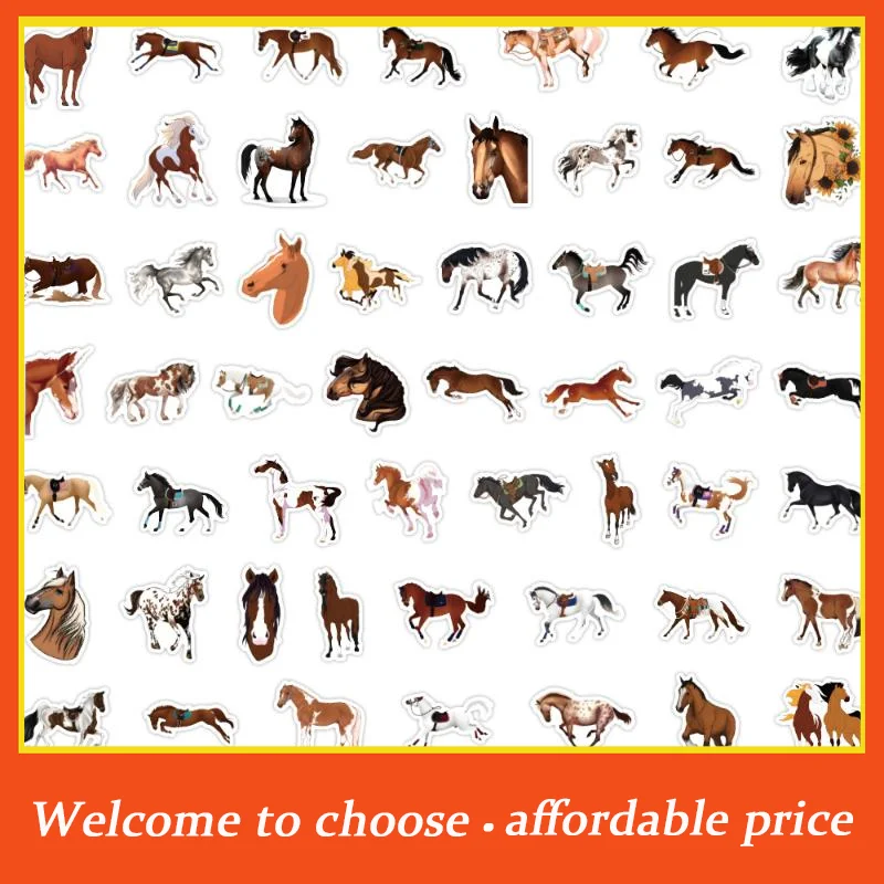 

60Pcs Cute Cartoon Galloping Horse Graffiti Stickers PVC Waterproof Horse Racing Stickers Notebook Luggage Decoration Decal Gift