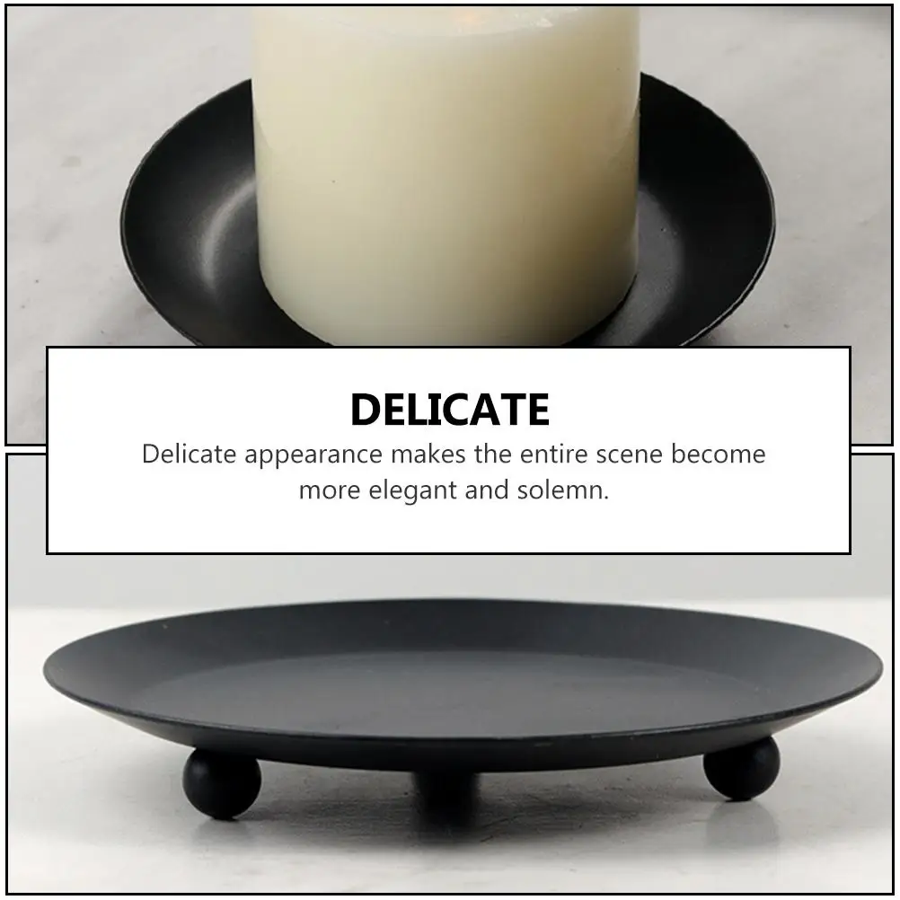 

Candlestick Solemn Holder Chic Plate Decor Home Tray Vintage Festival Decoration Candlesticks Iron Tabletop Scented