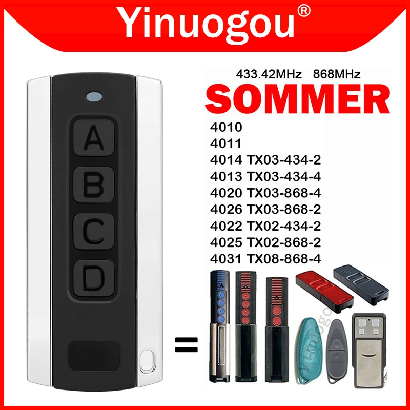 Voor SOMMER 4014 4013 TX03 434 2 4 4022 434-2 433.42 MHz 4020 4026 4025 4031 TX03 TX02 TX08 868 868 MHz Garagedeur Afstandsbediening