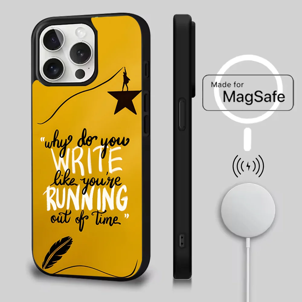 حافظة هاتف هاميلتون الموسيقية لهواتف iPhone 16,15,14,13,12,11,Pro,Max,Plus,Mini,SE شحن لاسلكي مغناطيسي جديد Magsafe