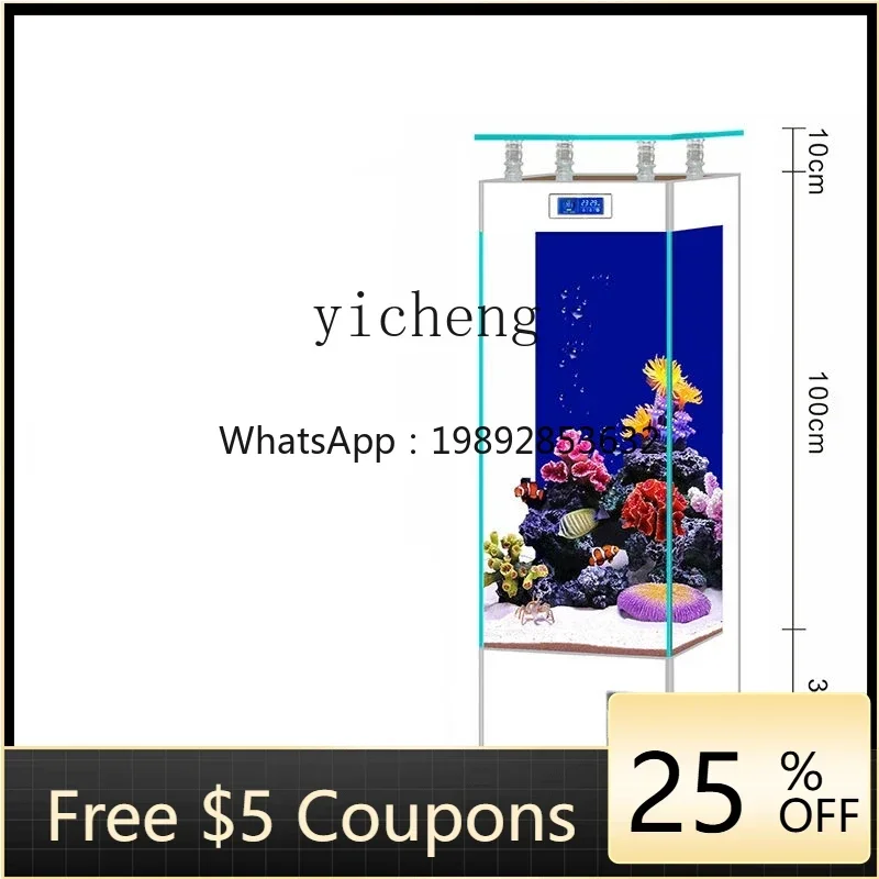 

zz Small Household Living Room Floor New Fish Tank Square Back Filter Aquarium Super White Glass Change Water