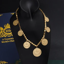 1 Necklace Arabic Wedding Jewelry Coin Gold Plated Pendant Gold Plated Handmade Chain Necklaces for Women Fashion Accessories