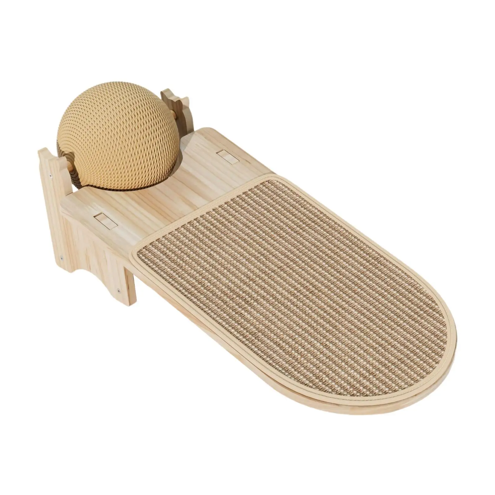 Cat Scratch Pad Bed with Sisal Ball for Indoor Cats Jute Wood Scratching Board Lounge Ramp Furniture Protector for Kitten